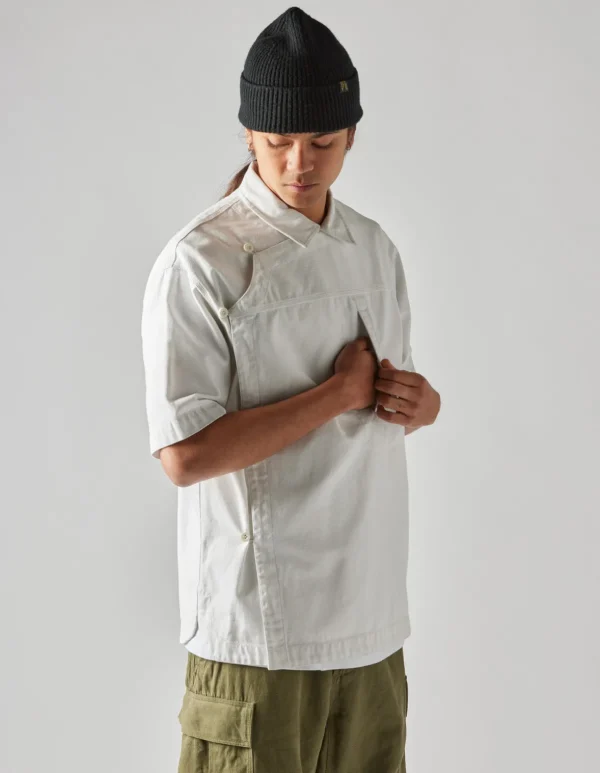 Maharishi Shirts*4512 Asym Monk Shirt White