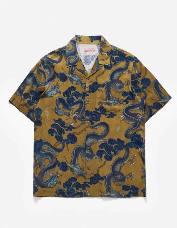 Maharishi Shirts*4234 Cloud Dragon Camp Collar Shirt Olive