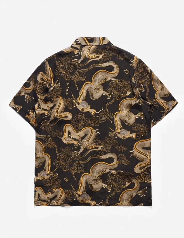 Maharishi Shirts*4234 Cloud Dragon Camp Collar Shirt Golden Black