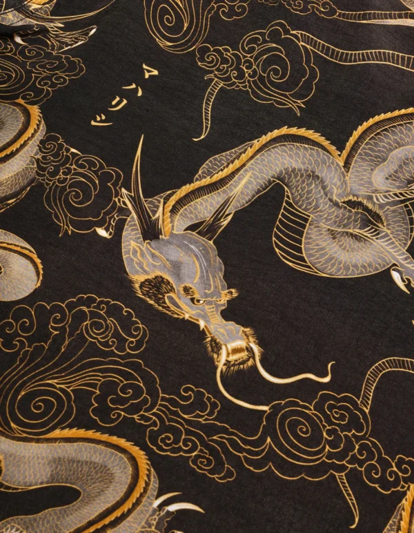 Maharishi Shirts*4234 Cloud Dragon Camp Collar Shirt Golden Black