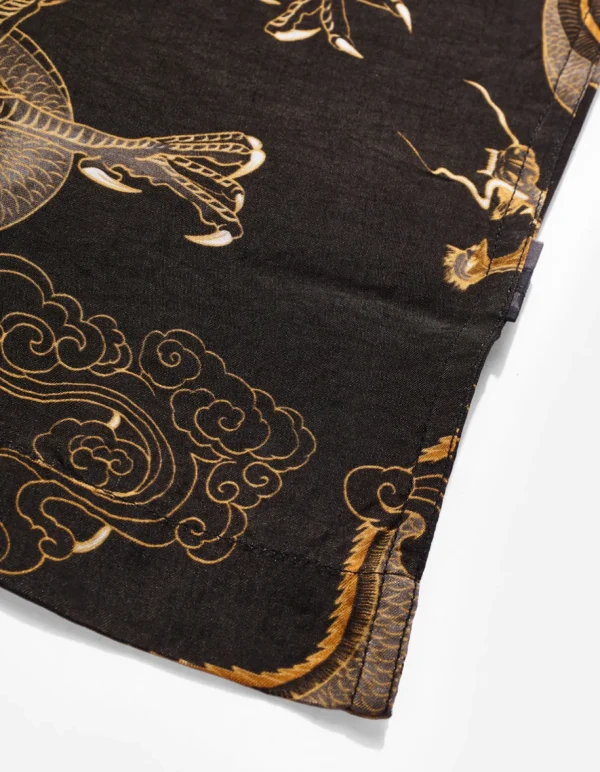 Maharishi Shirts*4234 Cloud Dragon Camp Collar Shirt Golden Black