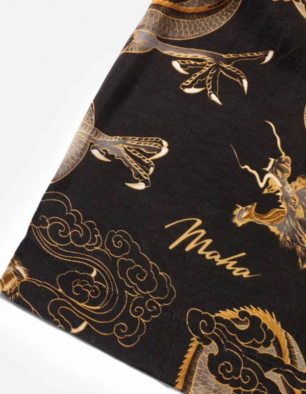 Maharishi Shirts*4234 Cloud Dragon Camp Collar Shirt Golden Black