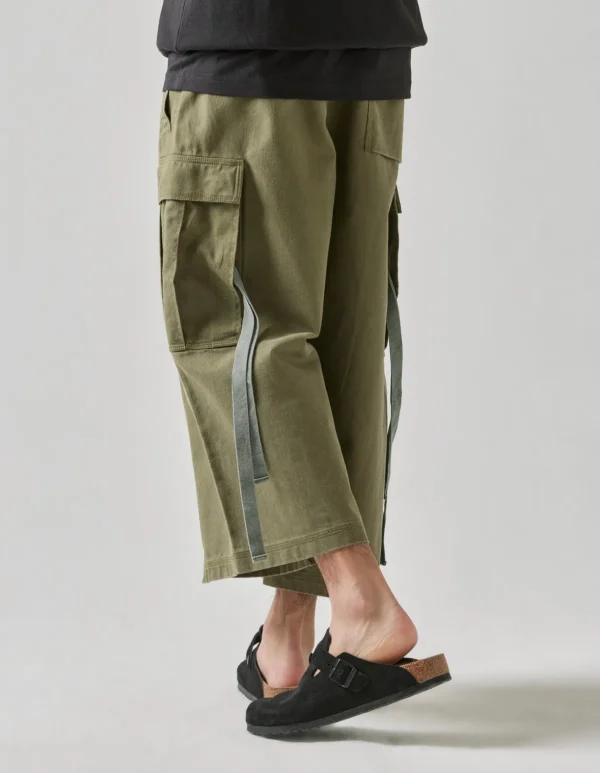 Maharishi Cargo Pants*4511 Cropped U.S. Hakama Track Pants Olive Og-107F