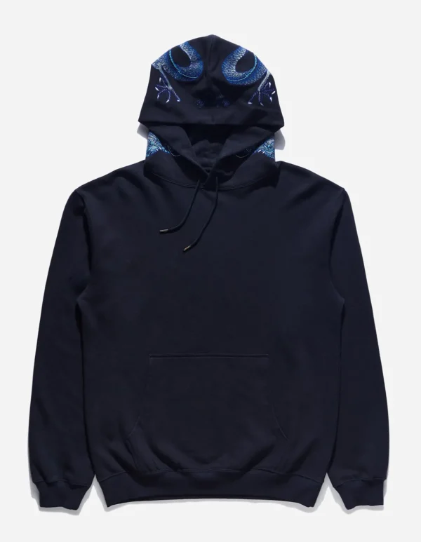 Maharishi Hooded Sweats*4212 Dragon Embroidered Hooded Sweat Navy Blue