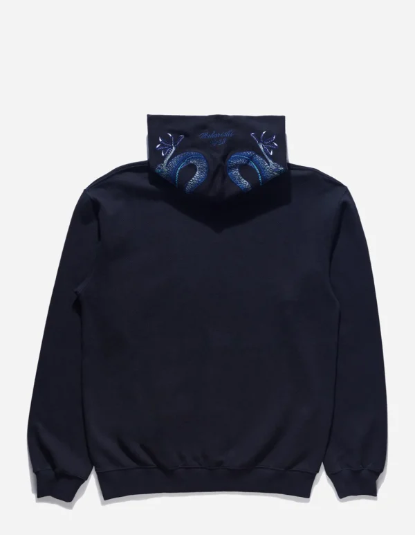 Maharishi Hooded Sweats*4212 Dragon Embroidered Hooded Sweat Navy Blue