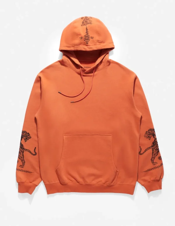 Maharishi Hooded Sweats*4280 Duelling Tigers Embroidered Hooded Sweat Rust