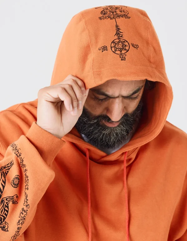 Maharishi Hooded Sweats*4280 Duelling Tigers Embroidered Hooded Sweat Rust