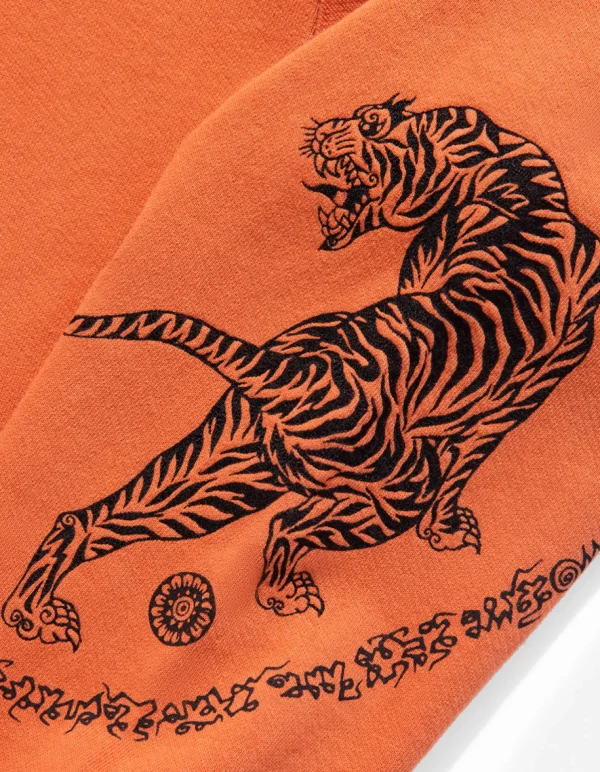 Maharishi Hooded Sweats*4280 Duelling Tigers Embroidered Hooded Sweat Rust