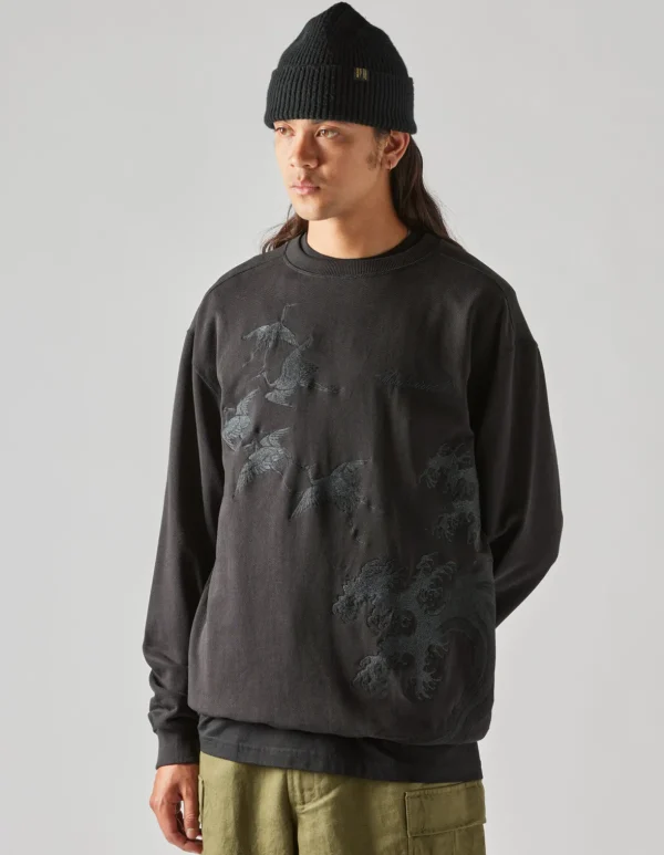 Maharishi Crew Sweats*4505 Flying Peace Cranes Crew Sweat Black