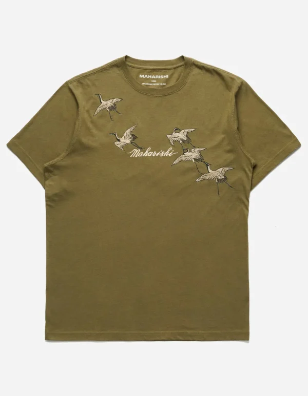 Maharishi Short Sleeve T-Shirts*4507 Flying Peace Cranes T-Shirt Olive Og-107F