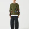 Maharishi Crew Sweats*4040 Mahapatchco. Upcycled Crew Olive Og-107F