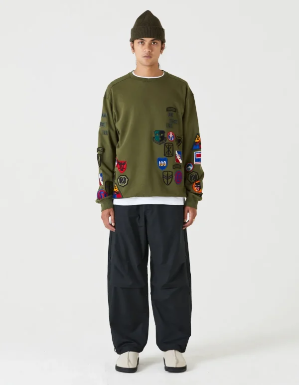 Maharishi Crew Sweats*4040 Mahapatchco. Upcycled Crew Olive Og-107F