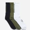 Maharishi Socks*9890 Miltype Peace Sports Socks ·3 Pack Black/Olive/White