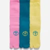 Maharishi Socks*9891 Miltype Peace Tabi Sports Socks Magenta/Teal/Yellow