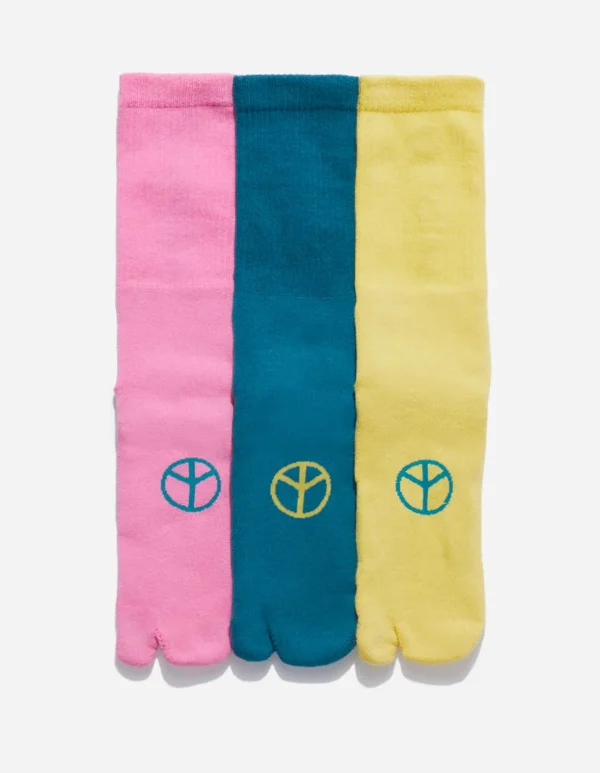 Maharishi Socks*9891 Miltype Peace Tabi Sports Socks Magenta/Teal/Yellow