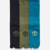 Maharishi Socks*9891 Miltype Peace Tabi Sports Socks Teal/Olive/Black