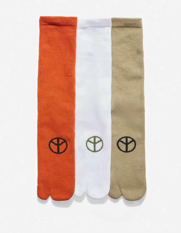 Maharishi Socks*9891 Miltype Peace Tabi Sports Socks Rust/Sage/White