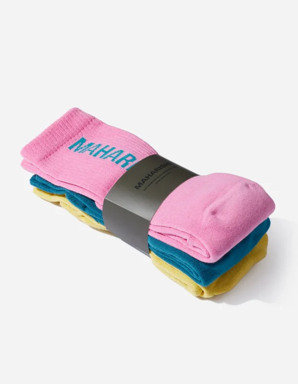 Maharishi Socks*9891 Miltype Peace Tabi Sports Socks Magenta/Teal/Yellow