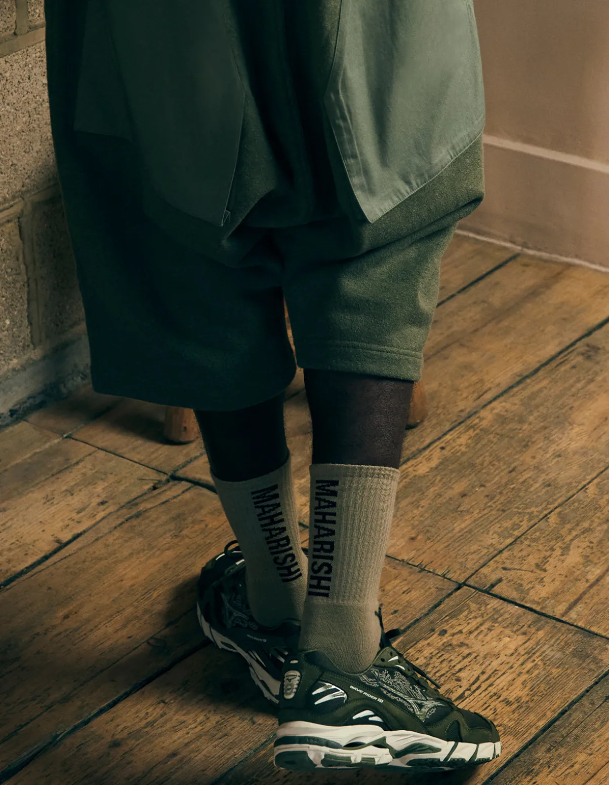 Maharishi Socks*9891 Miltype Peace Tabi Sports Socks Teal/Olive/Black