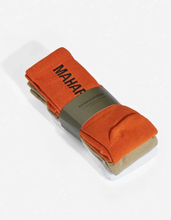 Maharishi Socks*9891 Miltype Peace Tabi Sports Socks Rust/Sage/White