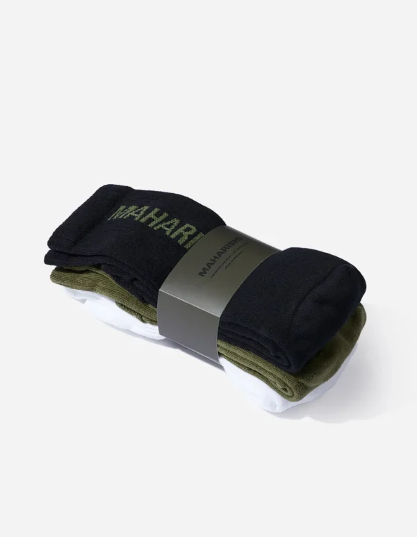 Maharishi Socks*9891 Miltype Peace Tabi Sports Socks ·3 Pack Black/Olive/White