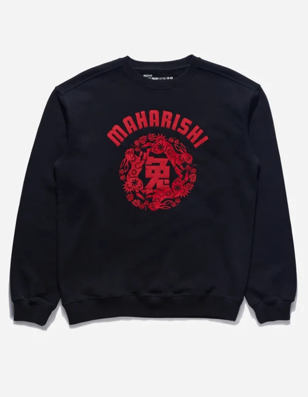 Maharishi Crew Sweats*1005 Paper-Cut Rabbit Crew Sweat Black