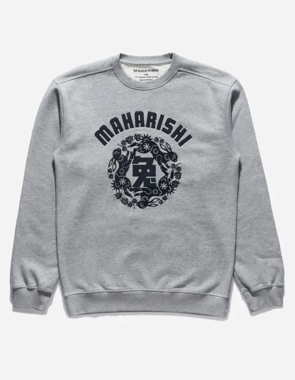 Maharishi Crew Sweats*1005 Paper-Cut Rabbit Crew Sweat Grey Marl