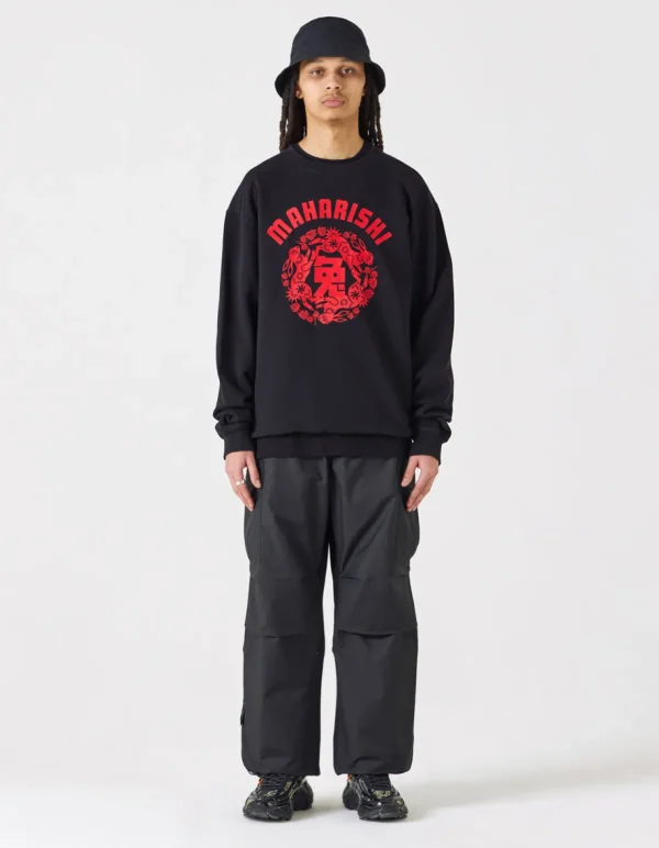 Maharishi Crew Sweats*1005 Paper-Cut Rabbit Crew Sweat Black