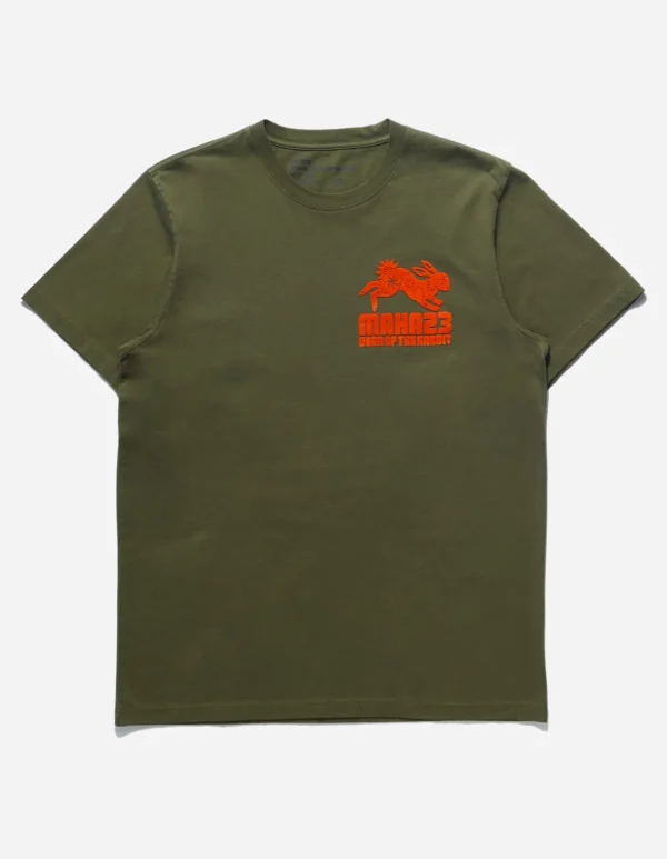 Maharishi Short Sleeve T-Shirts*1004 Paper-Cut Rabbit T-Shirt Olive Og-107F