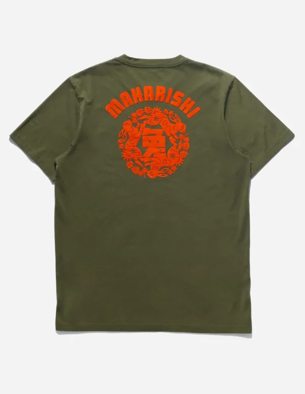 Maharishi Short Sleeve T-Shirts*1004 Paper-Cut Rabbit T-Shirt Olive Og-107F