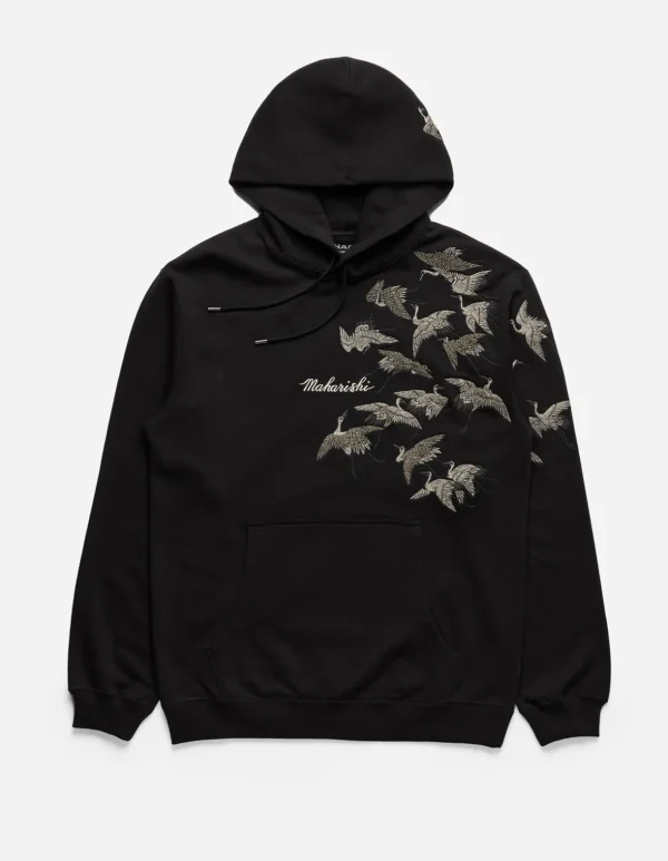 Maharishi Hooded Sweats*4506 Peace Cranes Hooded Sweat Black