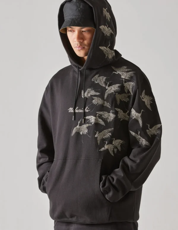 Maharishi Hooded Sweats*4506 Peace Cranes Hooded Sweat Black