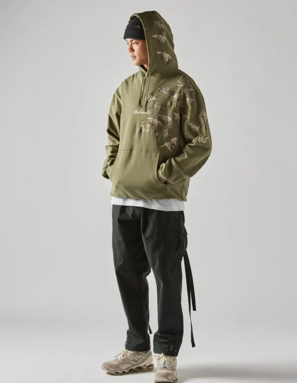 Maharishi Hooded Sweats*4506 Peace Cranes Hooded Sweat Olive Og-107F