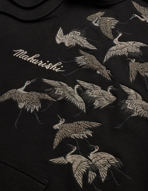 Maharishi Hooded Sweats*4506 Peace Cranes Hooded Sweat Black