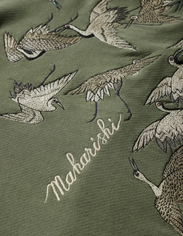 Maharishi Hooded Sweats*4506 Peace Cranes Hooded Sweat Olive Og-107F