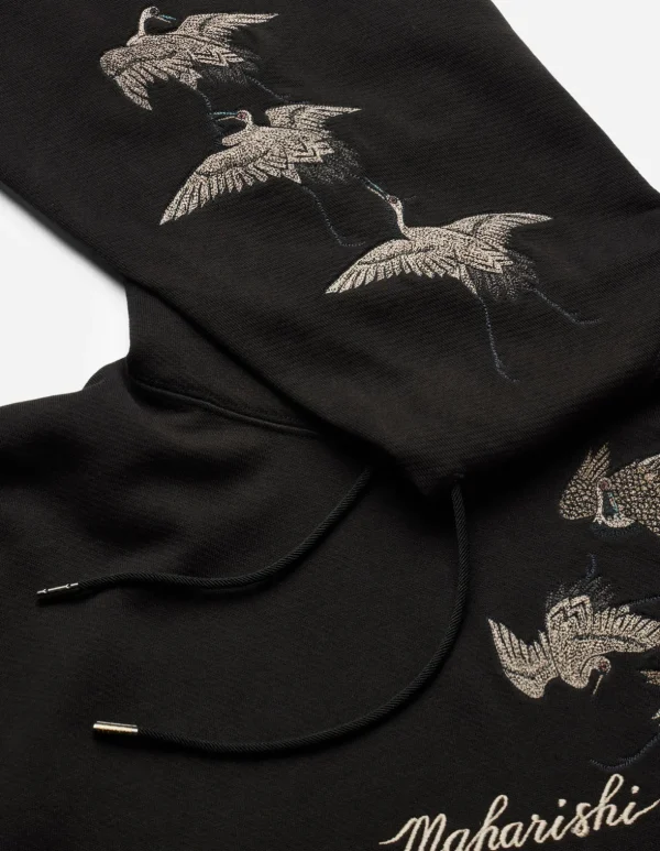 Maharishi Hooded Sweats*4506 Peace Cranes Hooded Sweat Black