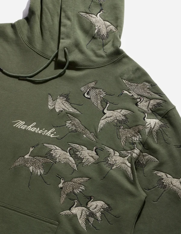 Maharishi Hooded Sweats*4506 Peace Cranes Hooded Sweat Olive Og-107F