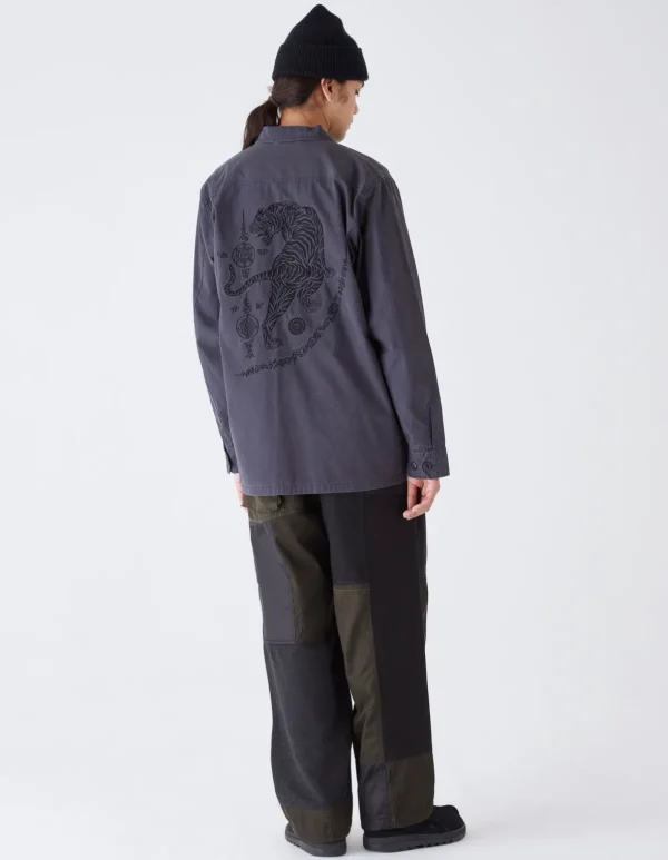 Maharishi Shirts*4279 Sak Yant Embroidered Jungle Overshirt Black Blk-108F