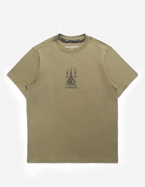 Maharishi Short Sleeve T-Shirts*4285 Sak Yant Embroidered Organic T-Shirt Olive Og-107F