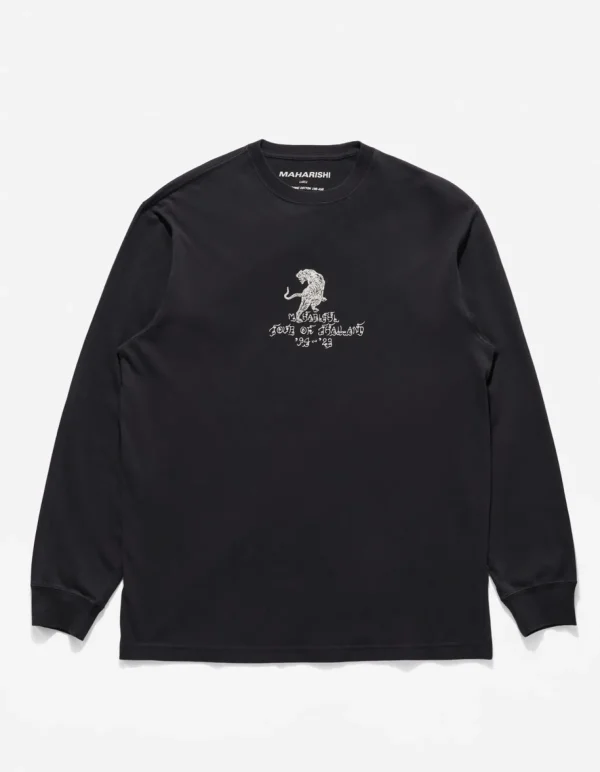 Maharishi Long Sleeve T-Shirts*4284 Sak Yant Tiger Embroidered L/S T-Shirt Black