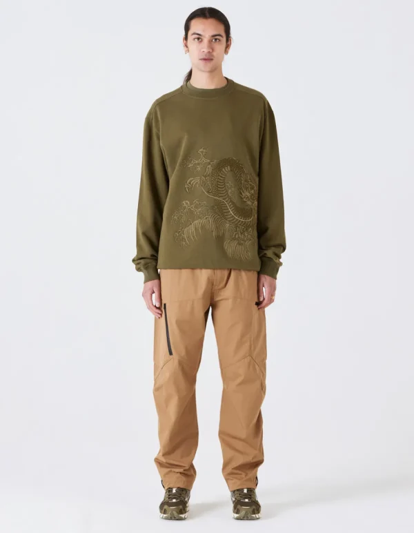 Maharishi Crew Sweats*4242 Samurai Vs. Dragon Embroidered Crew Sweat Olive/Tonal