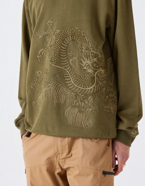 Maharishi Crew Sweats*4242 Samurai Vs. Dragon Embroidered Crew Sweat Olive/Tonal