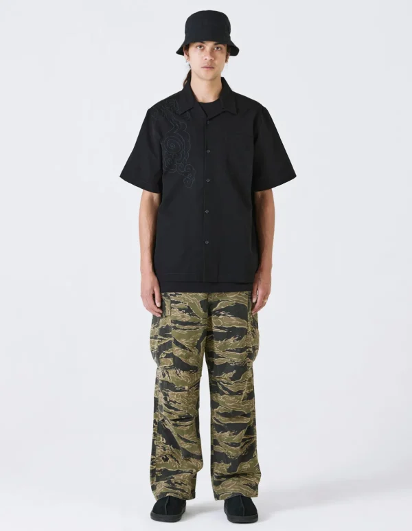 Maharishi Shirts*4300 Thai Cloud Camp Collar Shirt Black