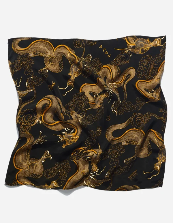 Maharishi Hats And Scarves*4232 Thai Cloud Dragon Bandana Golden Black