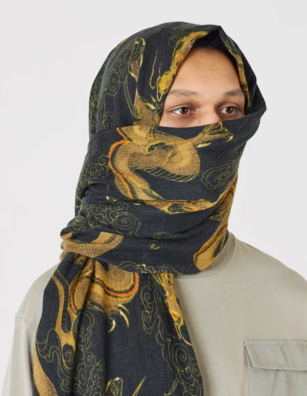 Maharishi Hats And Scarves*4233 Thai Cloud Dragon Pashmina Golden Black