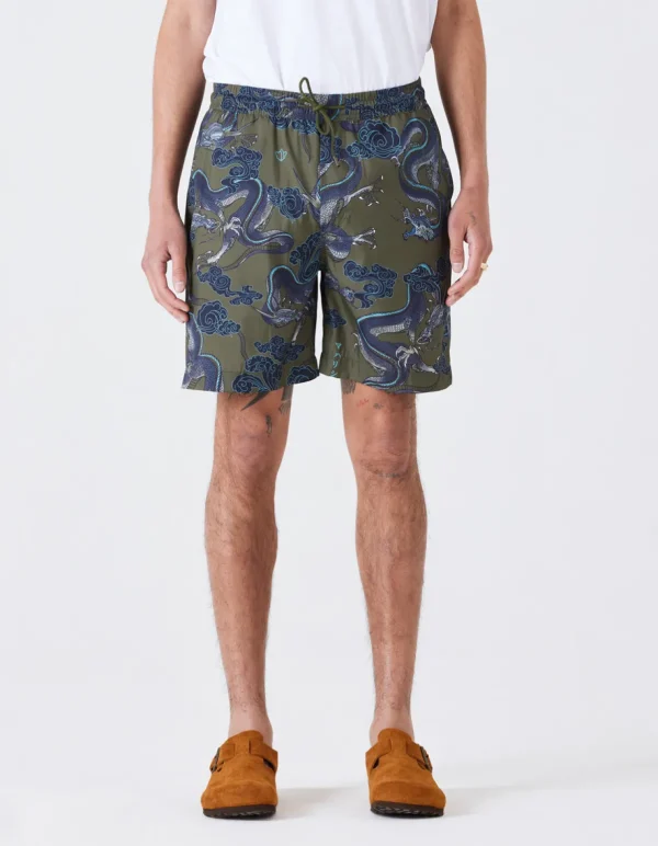 Maharishi Swim Shorts*1023 Thai Cloud Dragon Swim Shorts Olive