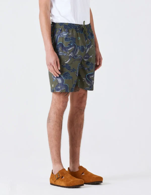 Maharishi Swim Shorts*1023 Thai Cloud Dragon Swim Shorts Olive