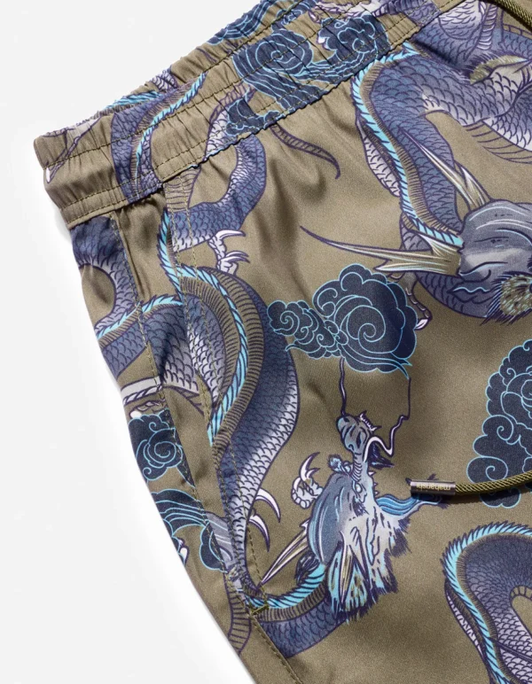 Maharishi Swim Shorts*1023 Thai Cloud Dragon Swim Shorts Olive