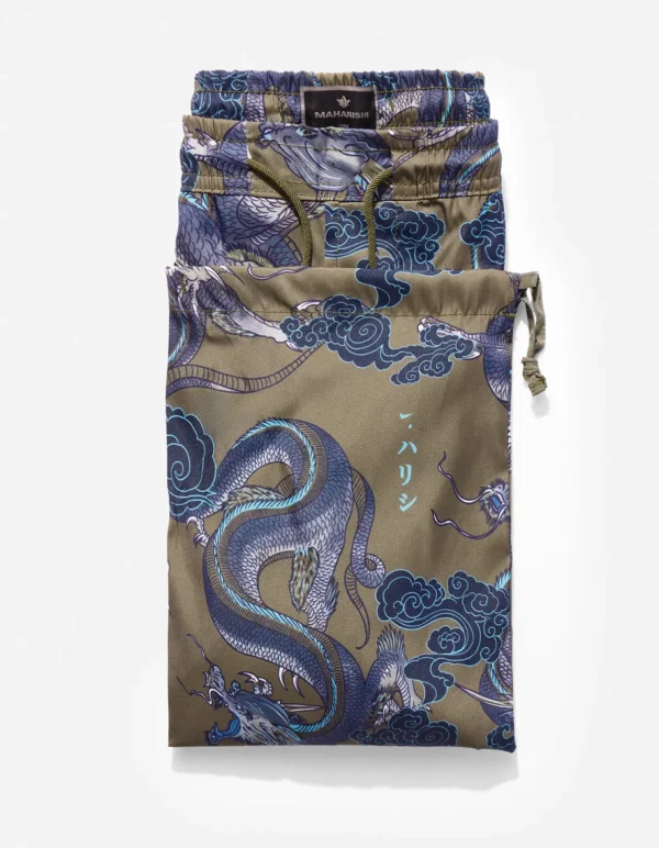 Maharishi Swim Shorts*1023 Thai Cloud Dragon Swim Shorts Olive