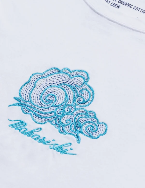 Maharishi Short Sleeve T-Shirts*4218 Thai Cloud Embroidered T-Shirt White